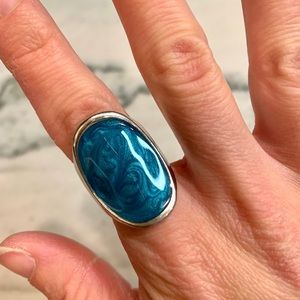 Blue Sparkle Swirl Ring